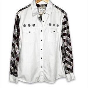 VTG Wrangler Western Wear Womens Button Down Shirt Sz L